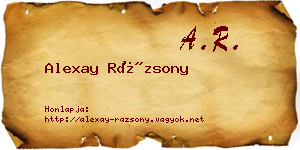 Alexay Rázsony névjegykártya